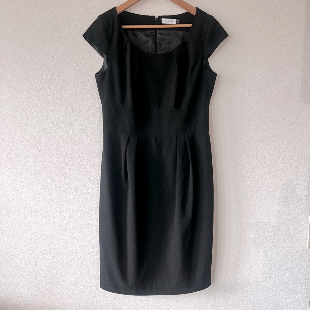 Nine West black pencil dress with cap sleeve.